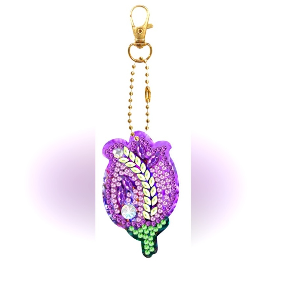 👀4/$25 DIY Diamond Painting Crystal Tulip Keychain/Purse Charm Kit Complete